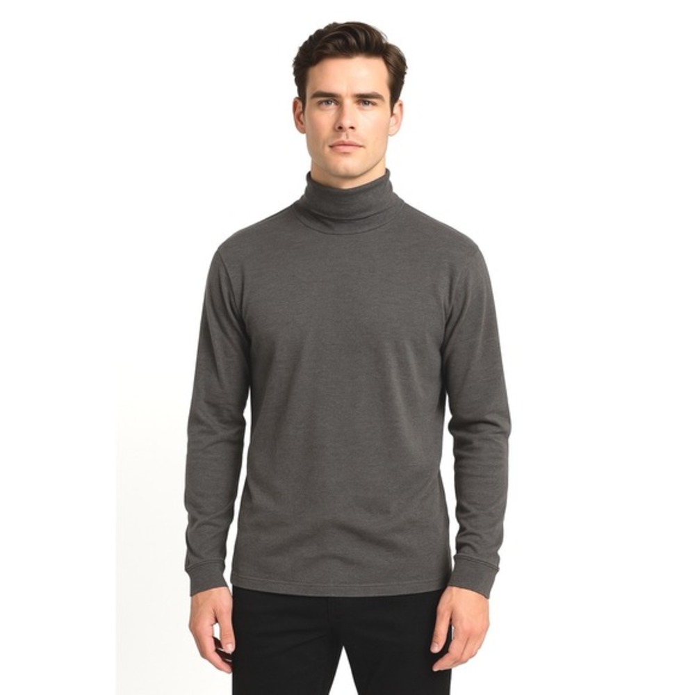 Ragman Authentic‎ Charcoal Gray Cotton Blend Turtleneck Sweater L Winter 77-31